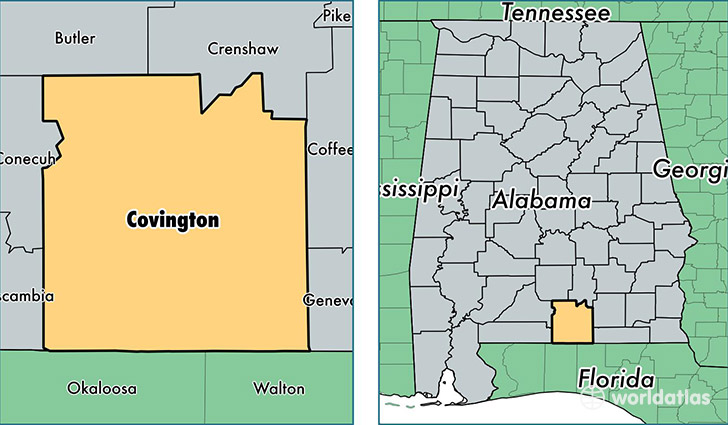 location of Covington county on a map
