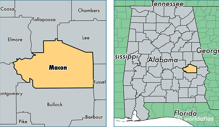 location of Macon county on a map