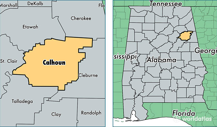 location of Calhoun county on a map