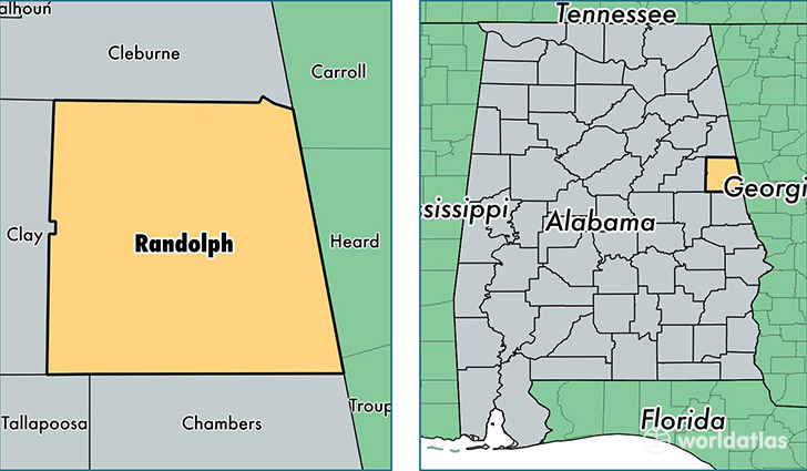 location of Randolph county on a map