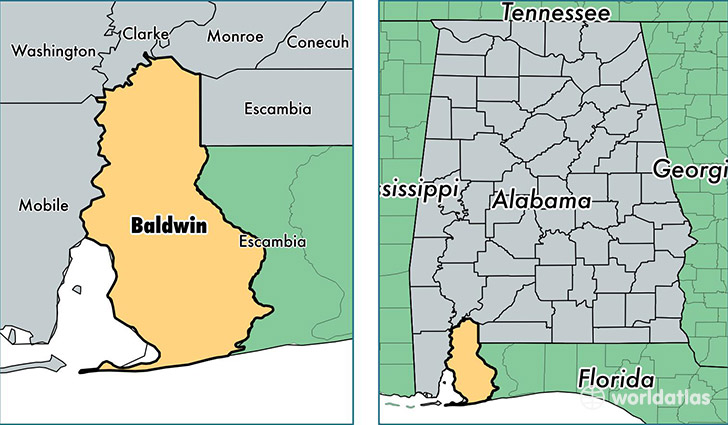 location of Baldwin county on a map