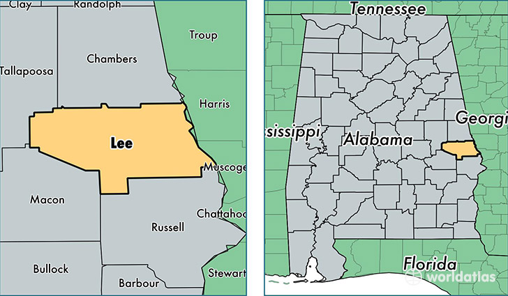 location of Lee county on a map