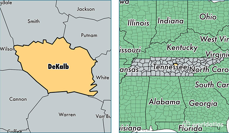 location of DeKalb county on a map