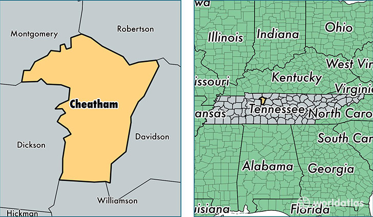 location of Cheatham county on a map