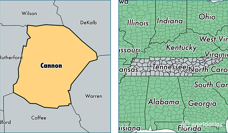 location of Cannon county on a map