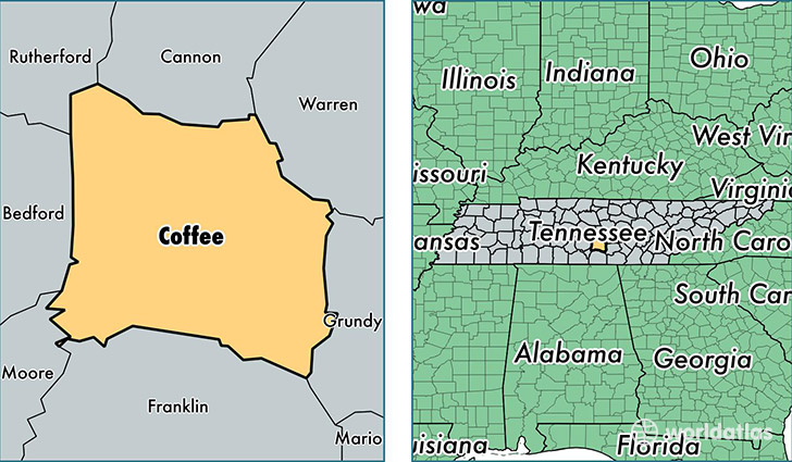 location of Coffee county on a map