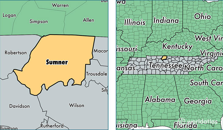 location of Sumner county on a map
