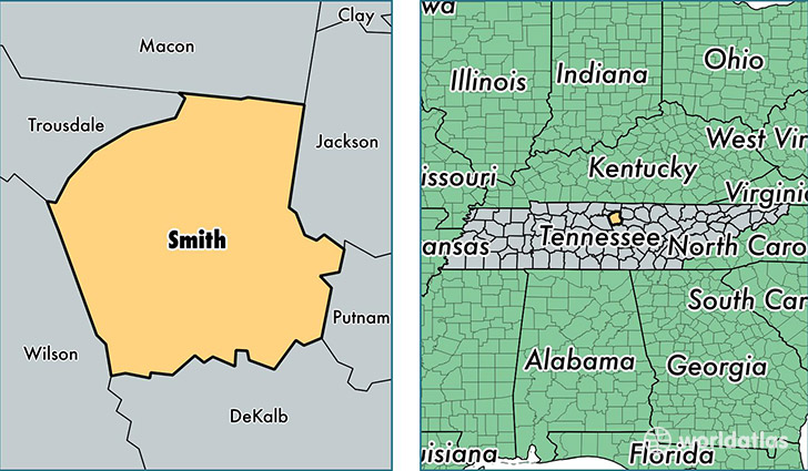 location of Smith county on a map