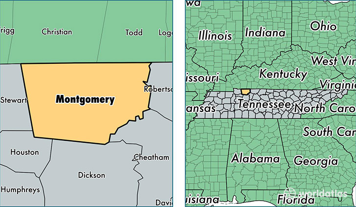 location of Montgomery county on a map