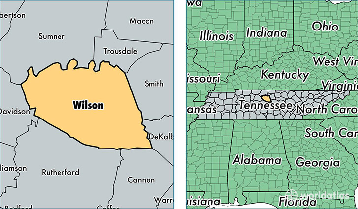 location of Wilson county on a map