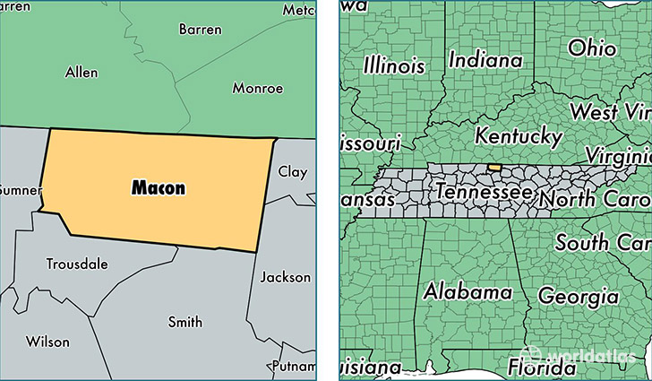 location of Macon county on a map