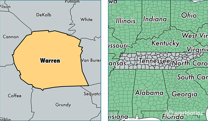 location of Warren county on a map