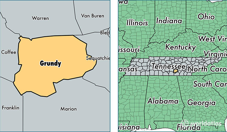 location of Grundy county on a map