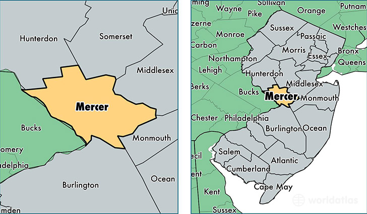 location of Mercer county on a map