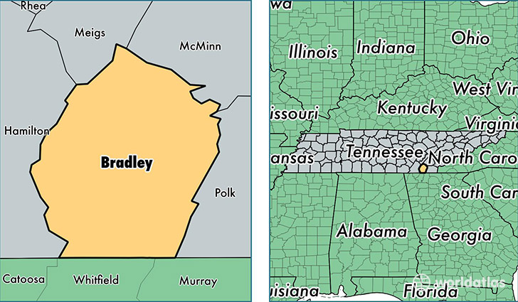 location of Bradley county on a map