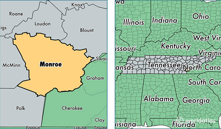 location of Monroe county on a map