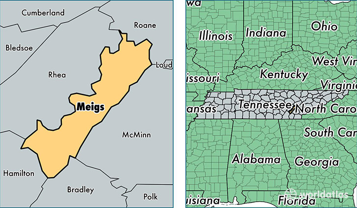 location of Meigs county on a map