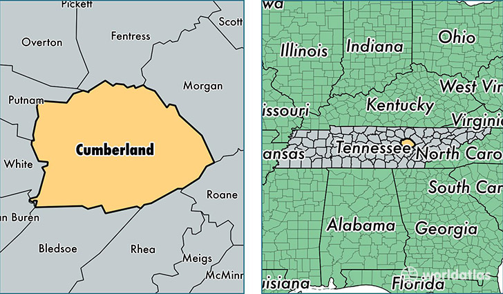 location of Cumberland county on a map