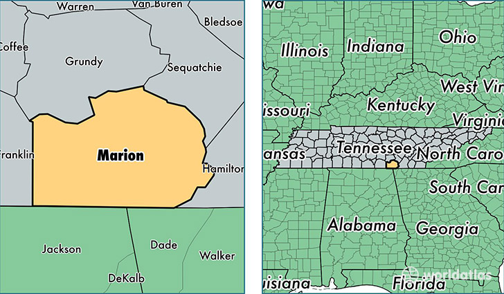 location of Marion county on a map