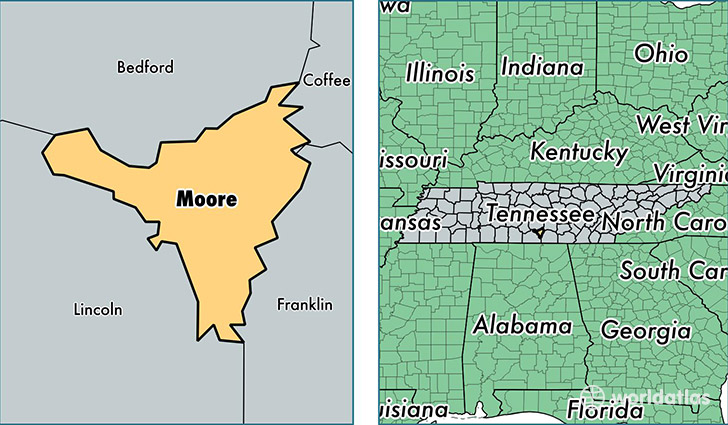 location of Moore county on a map