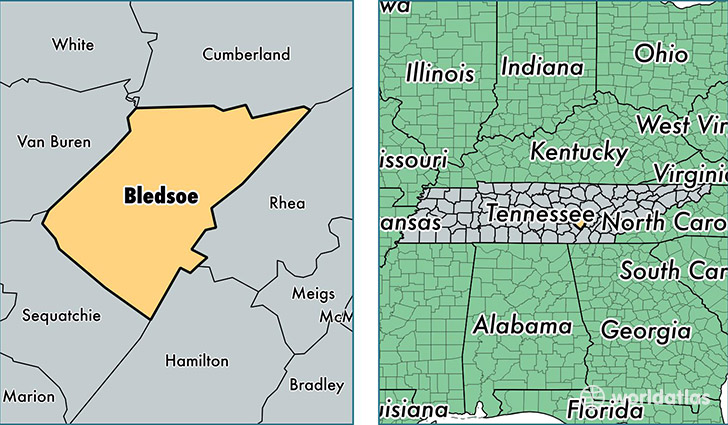 location of Bledsoe county on a map