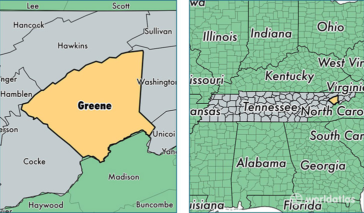 location of Greene county on a map