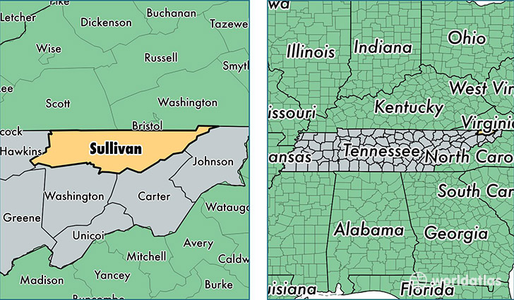 location of Sullivan county on a map