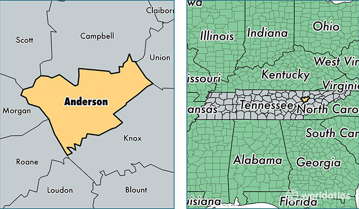 location of Anderson county on a map