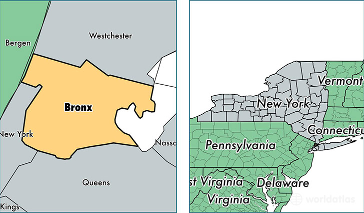 location of Bronx county on a map