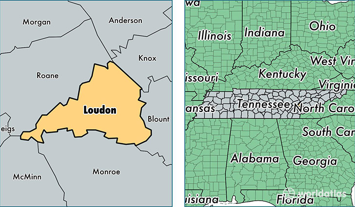location of Loudon county on a map