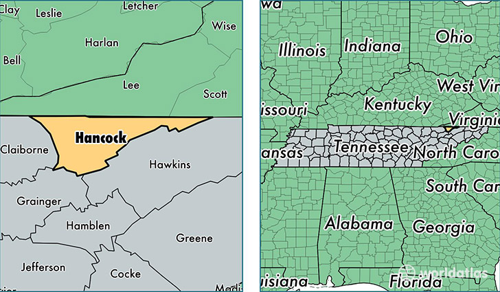 location of Hancock county on a map