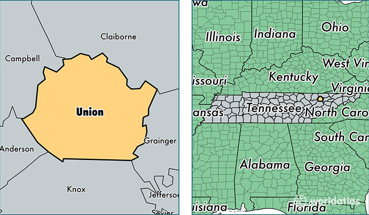 location of Union county on a map