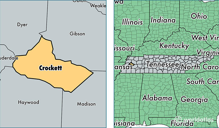 location of Crockett county on a map