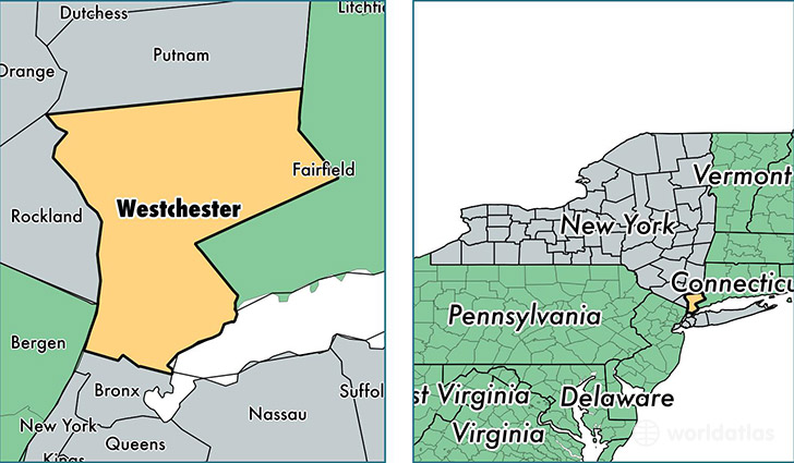 location of Westchester county on a map