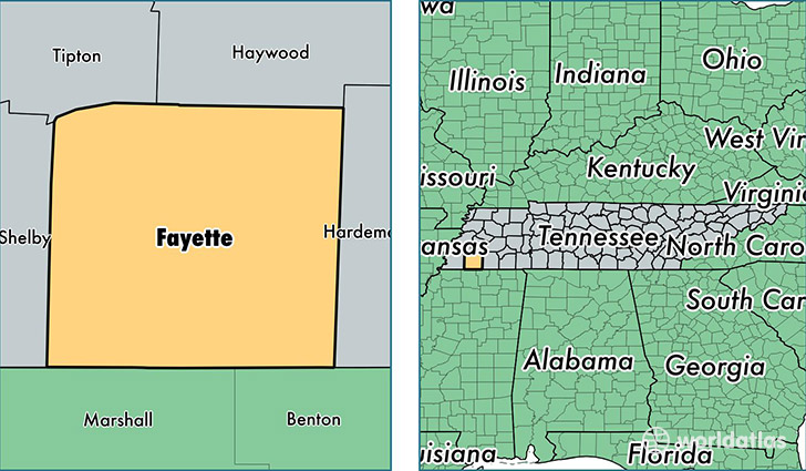 location of Fayette county on a map