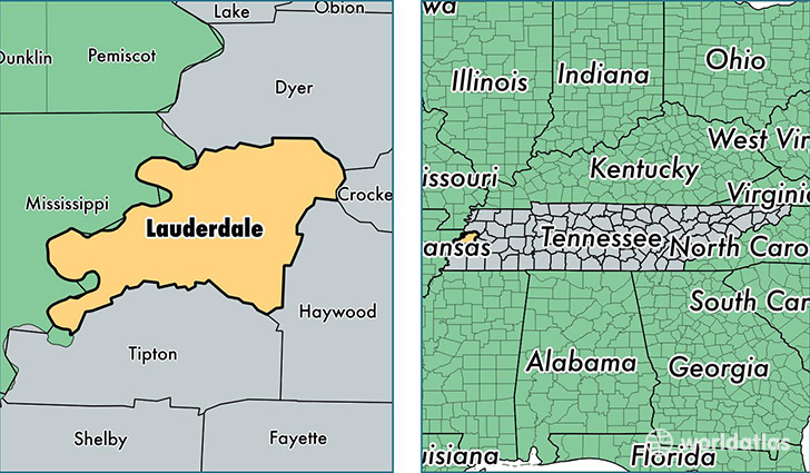 location of Lauderdale county on a map