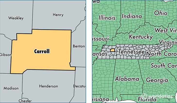 location of Carroll county on a map