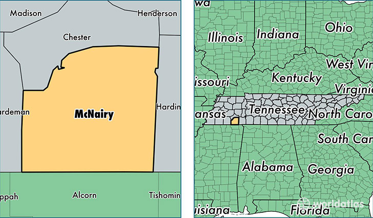 location of McNairy county on a map