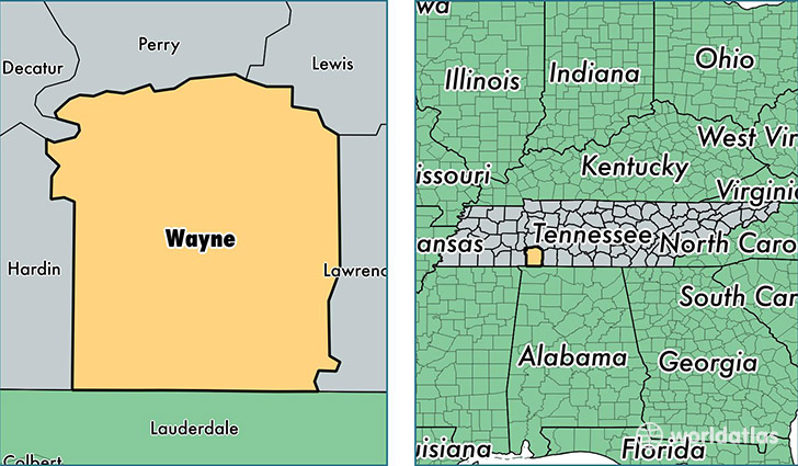 location of Wayne county on a map