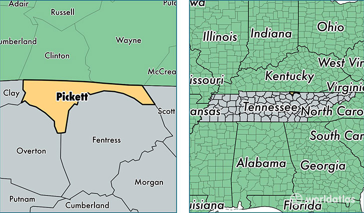 location of Pickett county on a map