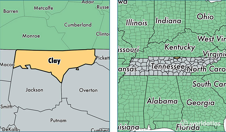 location of Clay county on a map