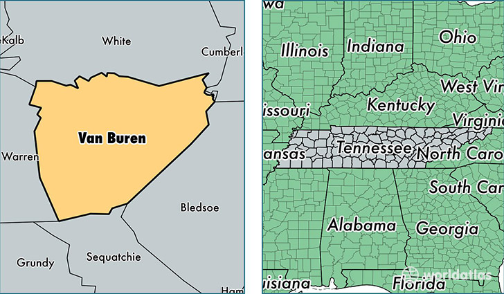 location of Van Buren county on a map