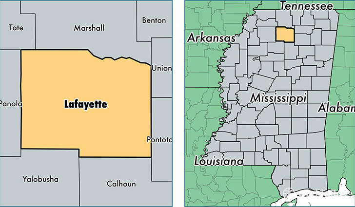 location of Lafayette county on a map