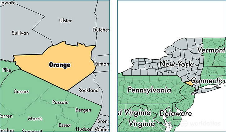 location of Orange county on a map