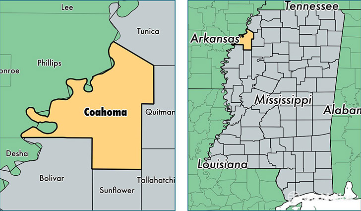 location of Coahoma county on a map