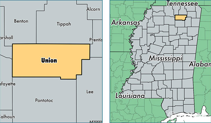 location of Union county on a map