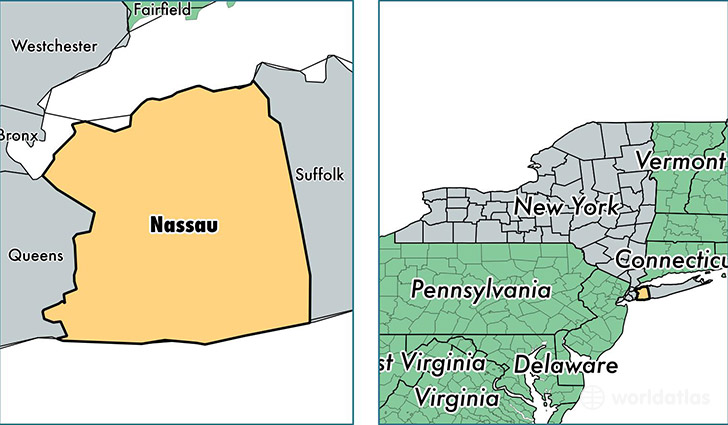 location of Nassau county on a map