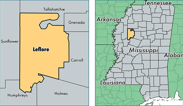 location of Leflore county on a map