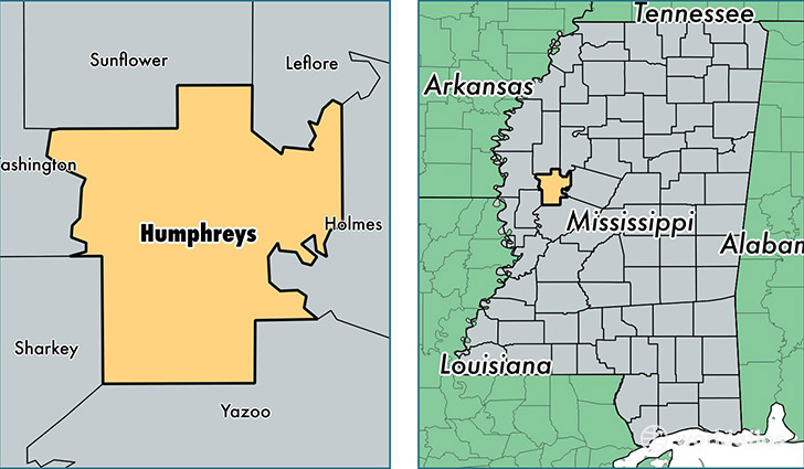 location of Humphreys county on a map