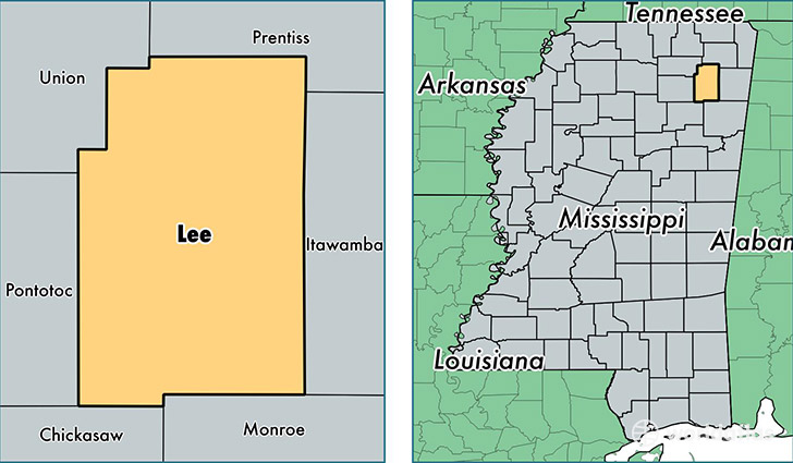 location of Lee county on a map